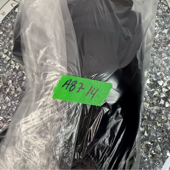 Calvin Klein dress ribbon bow tie up neck detail gold zipper Navy Midi Dress - Picture 13 of 13